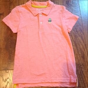 Okie Dokie Pineapple Short Sleeve Polo Shirt Peach Color Boy Sz 5T